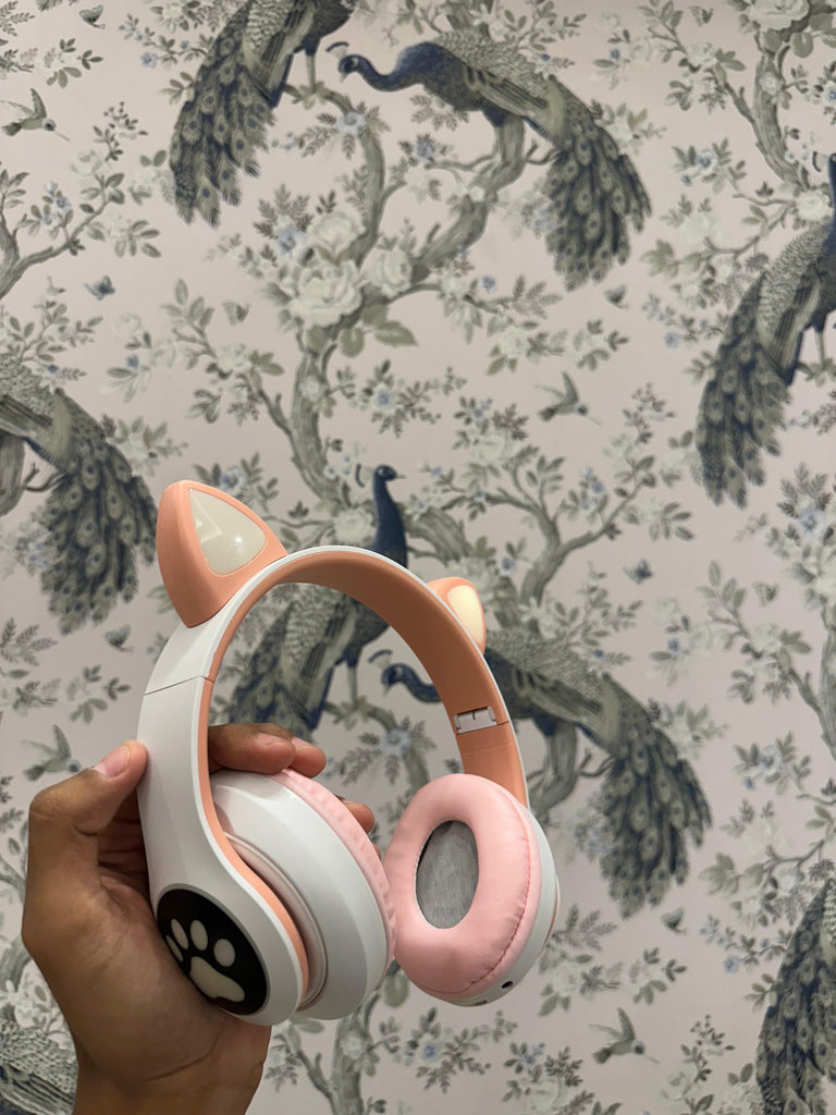 Pink wireless headphones