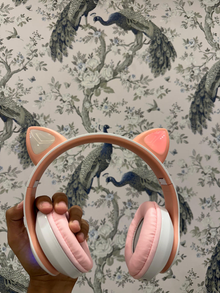 Pink wireless headphones